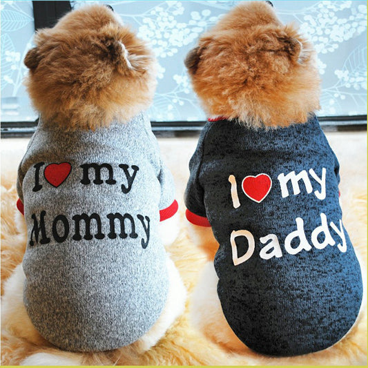 "I Love My Mommy / Daddy" Dog Sweater – Show the Love, Stay Warm! - Trinklify